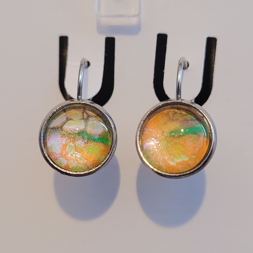Handpainted glass earrings